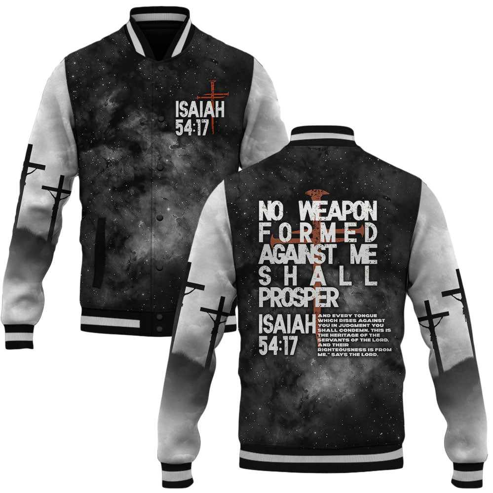 No Weapon Christian Baseball Jacket