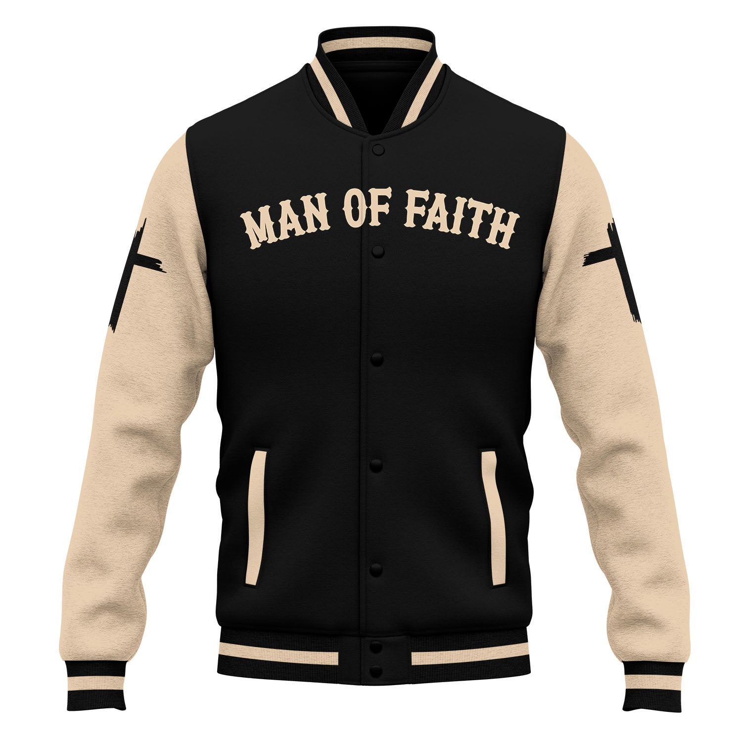 “Faith Rooted Cross” Baseball Jacket