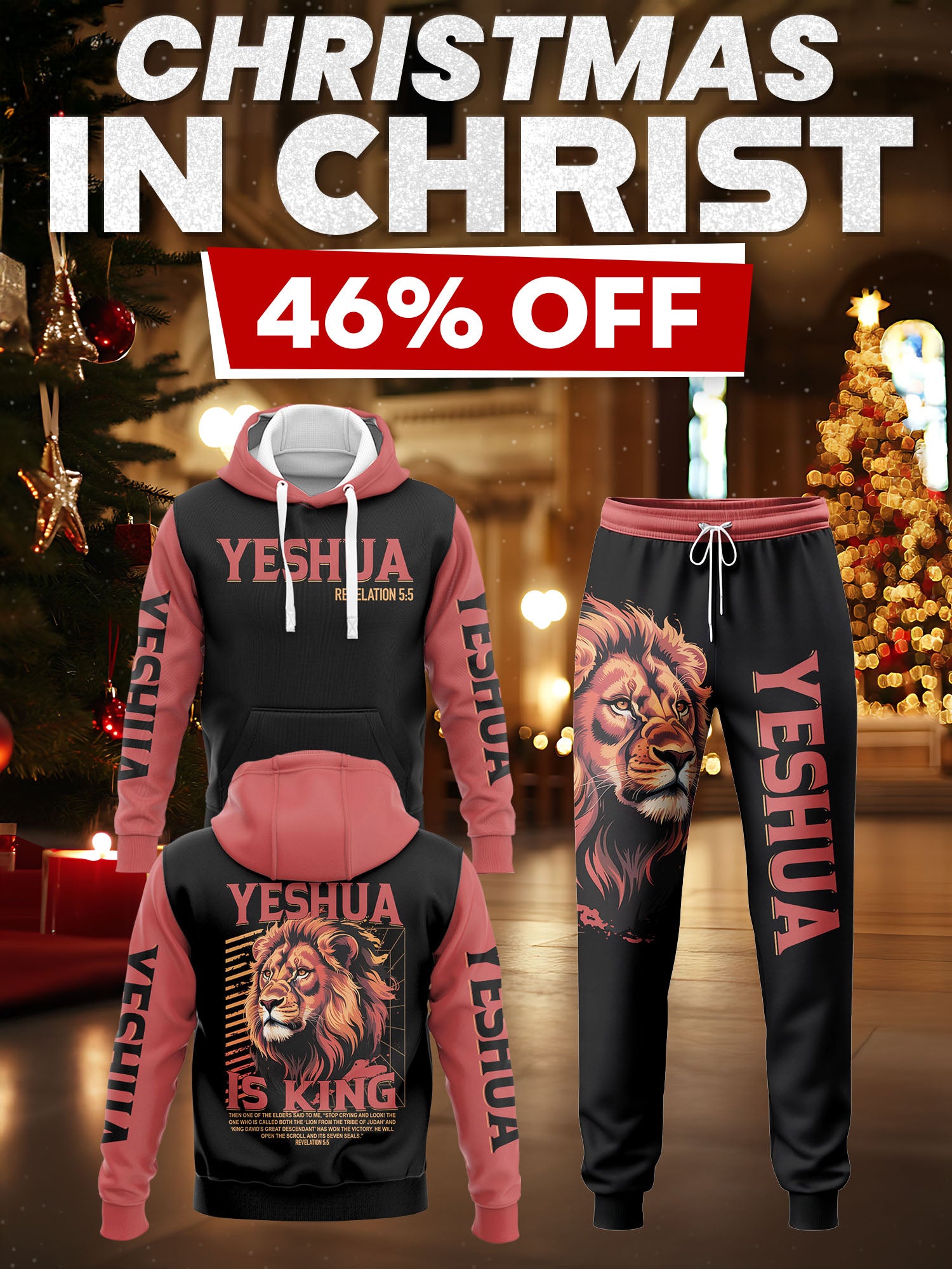 Yeshua Is King Christian Hoodie & Jogger Set