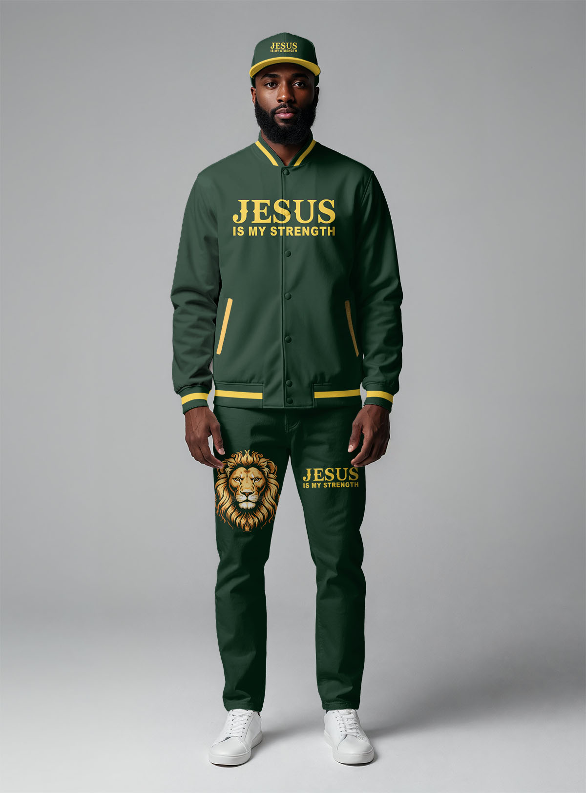 Strength In Him Baseball Jacket