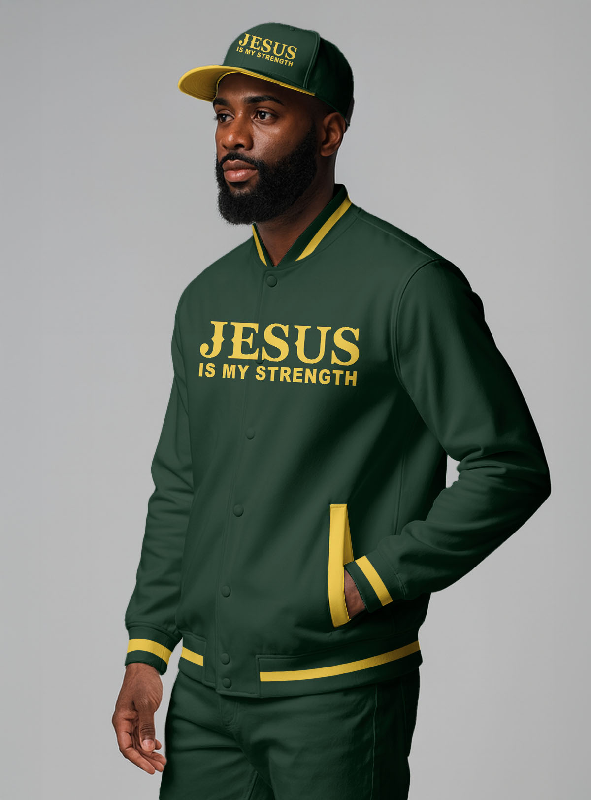 Strength In Him Baseball Jacket