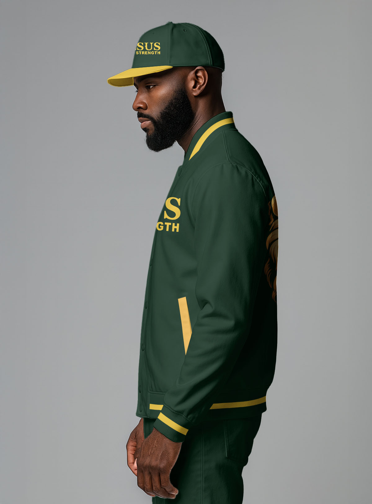 Strength In Him Baseball Jacket