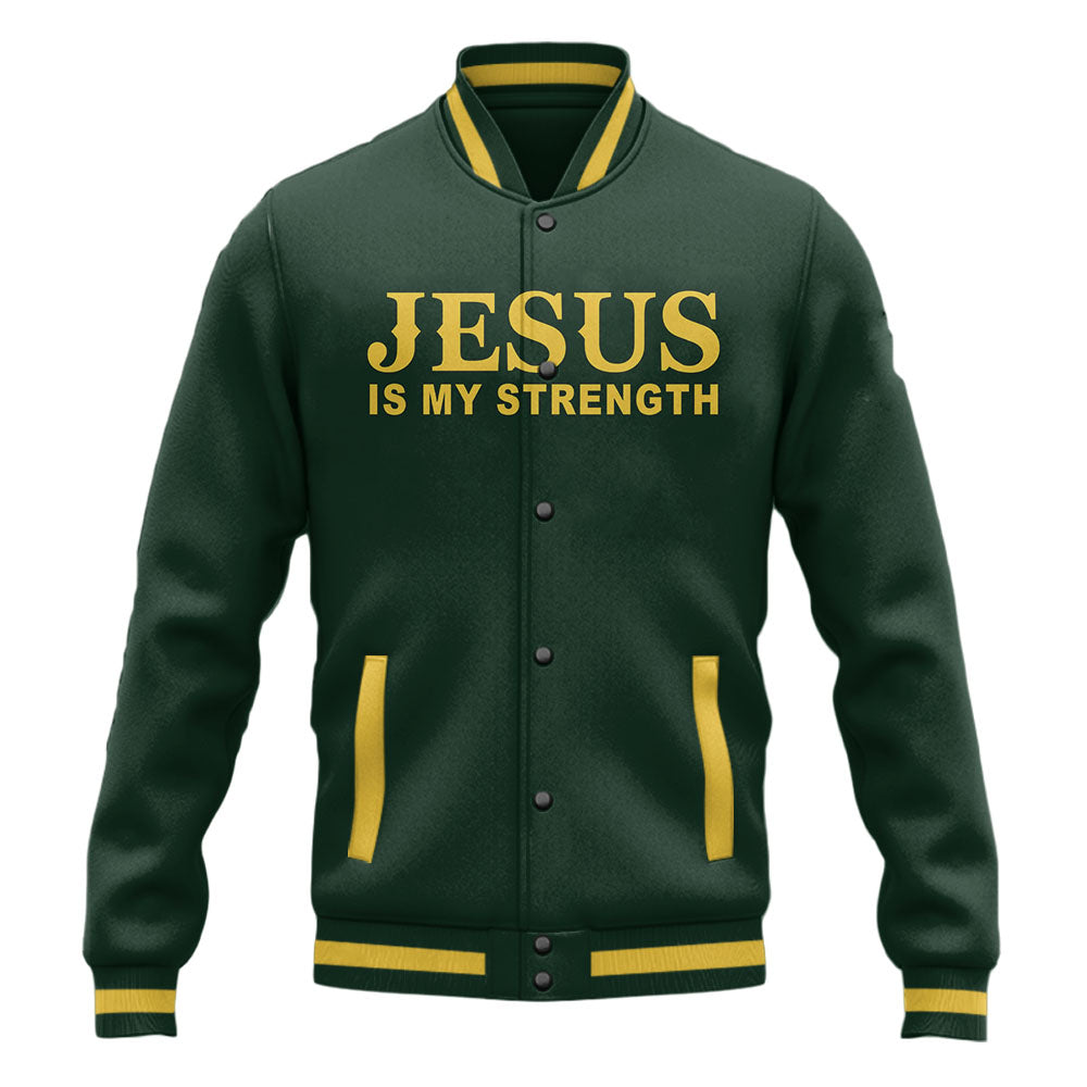 Strength In Him Baseball Jacket