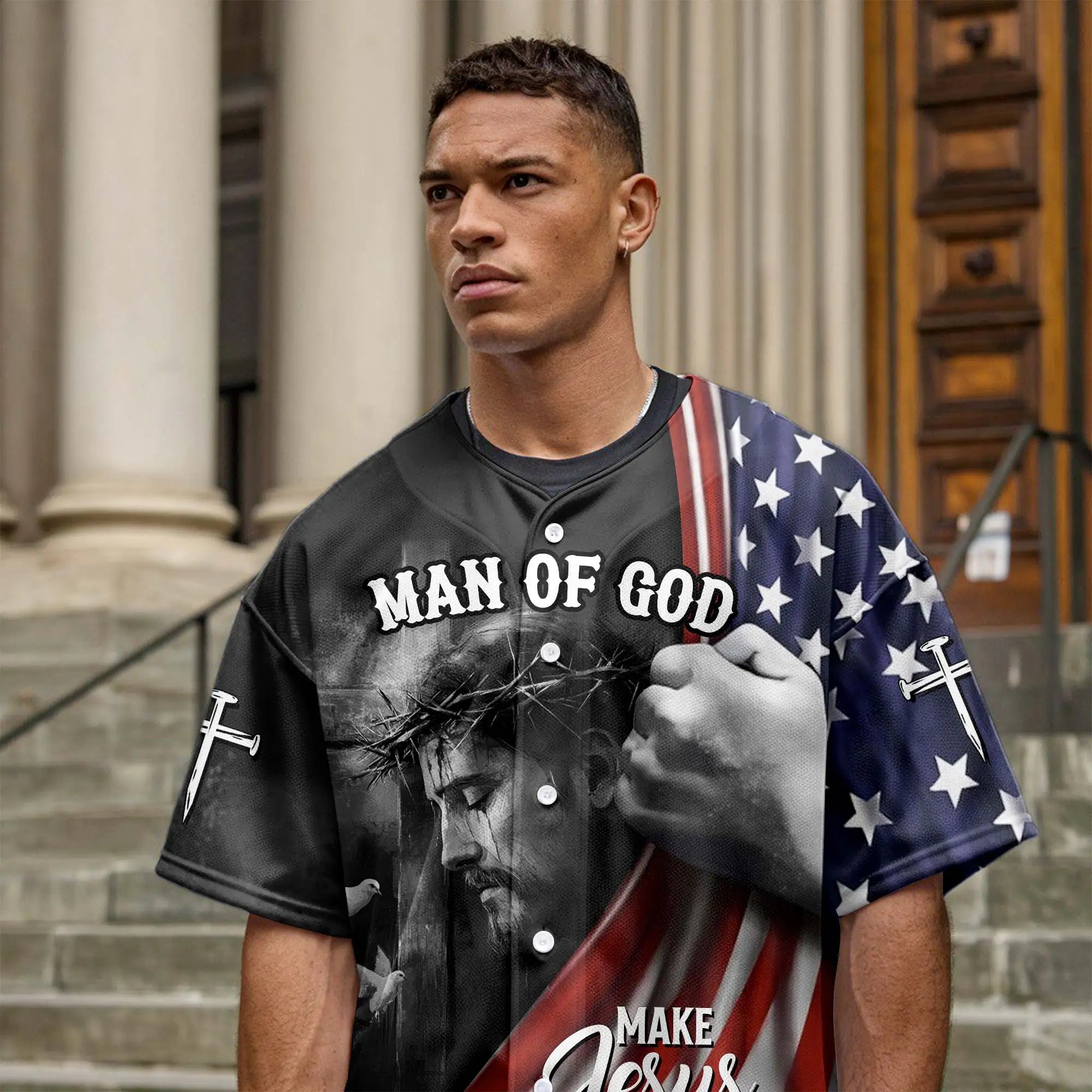 Make Jesus First Again Custom Name Baseball Jersey