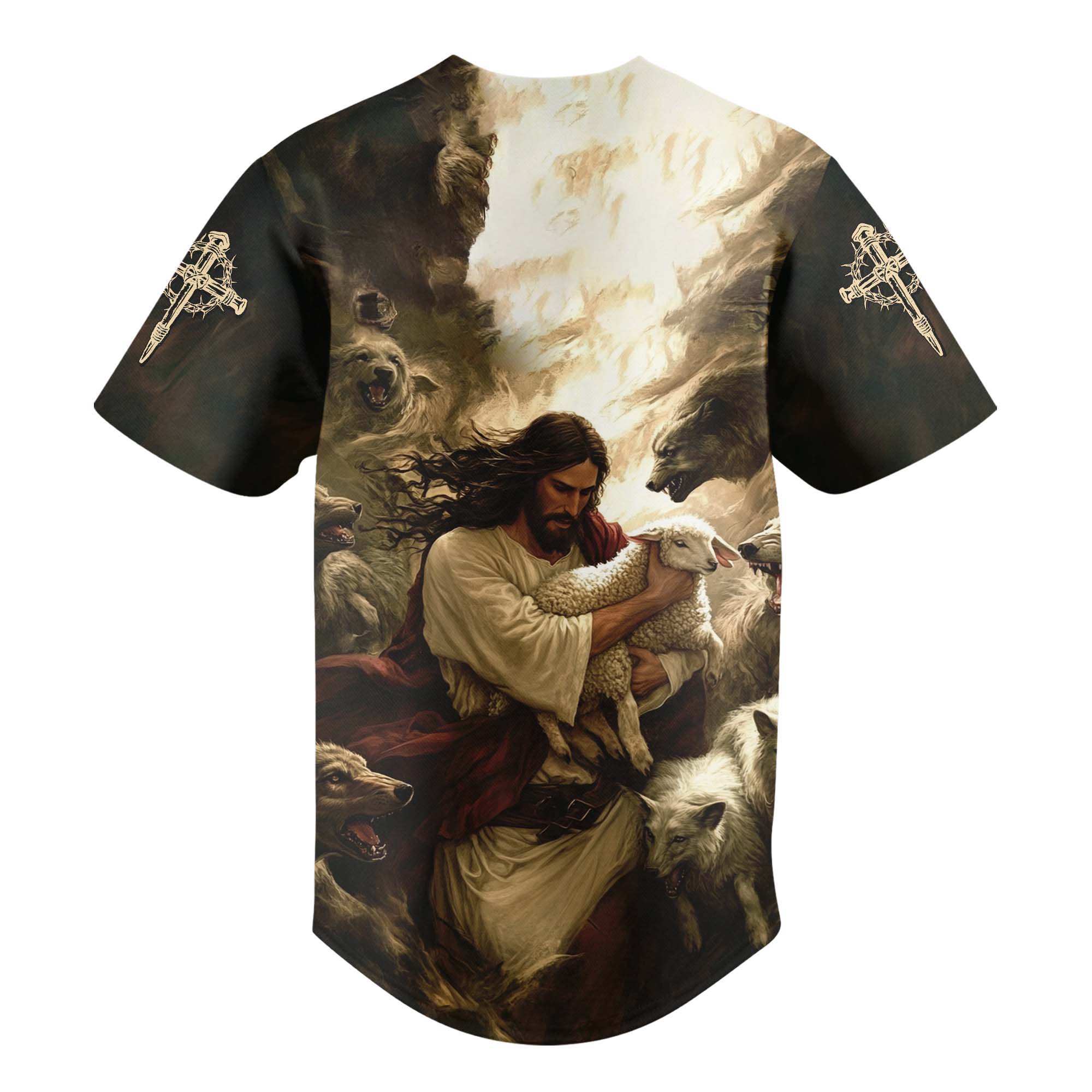 Jesus Protect the Lamp Baseball Jersey 2