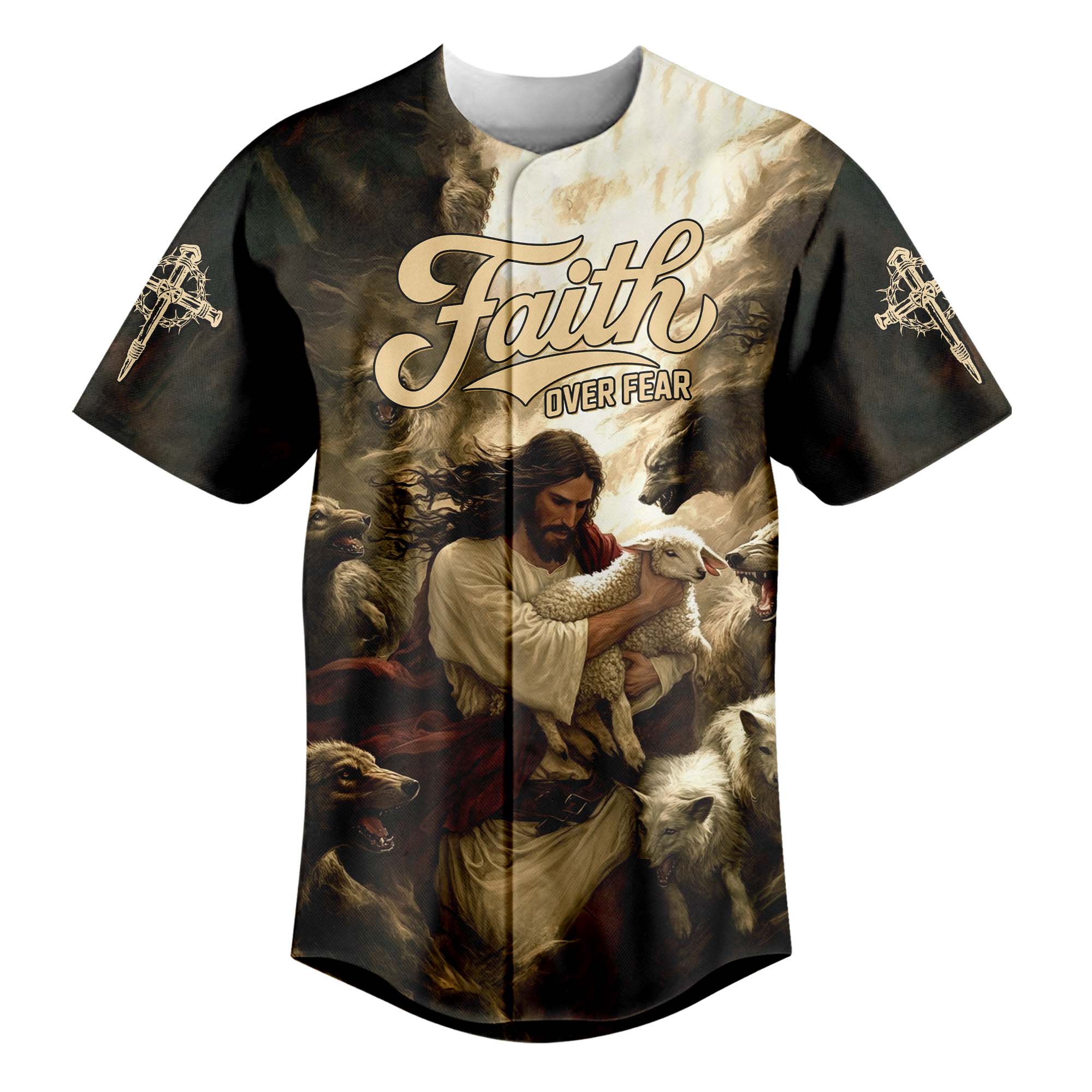 Jesus Protect the Lamp Baseball Jersey 2