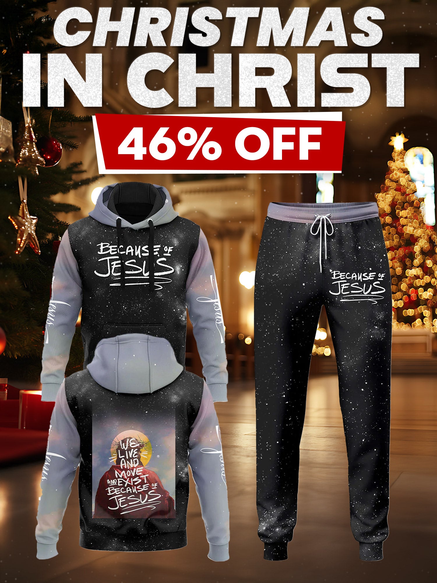 Because Of Jesus Hoodie & Jogger Set