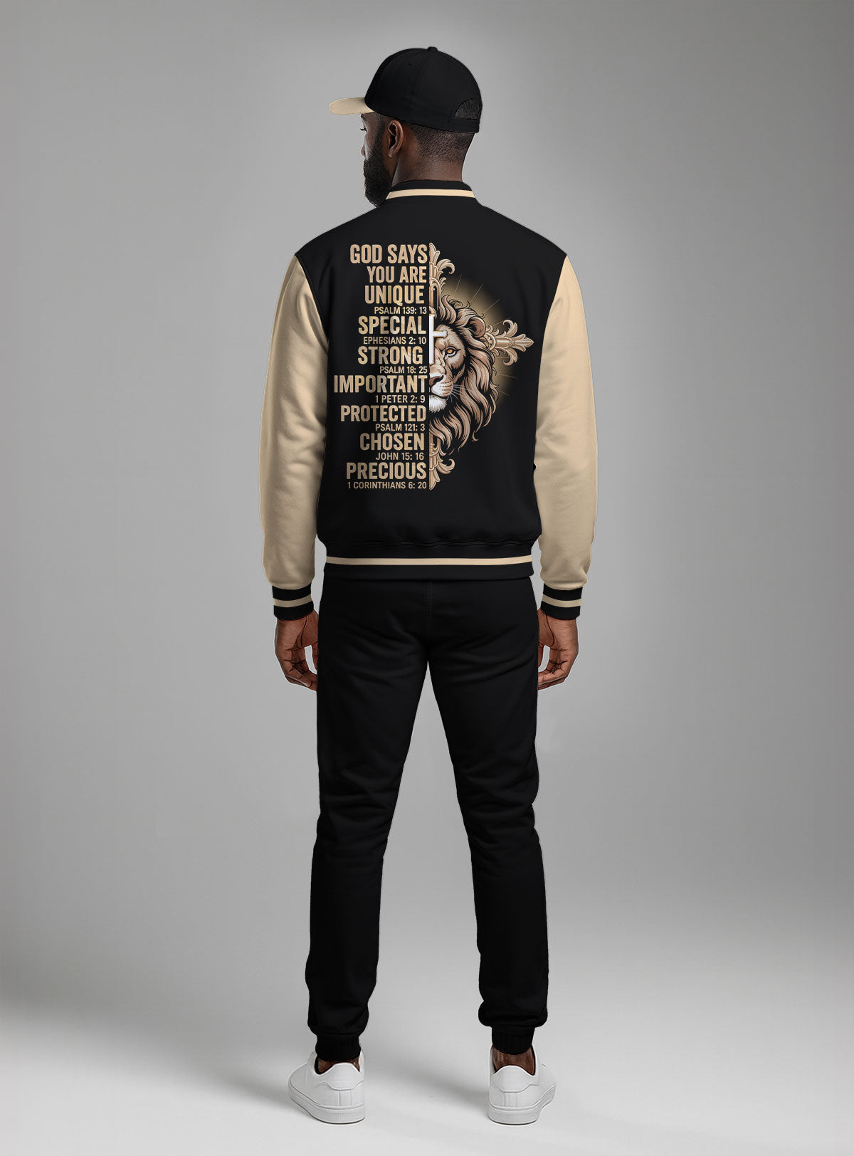 "Man Of God" Black Gold Baseball Jacket