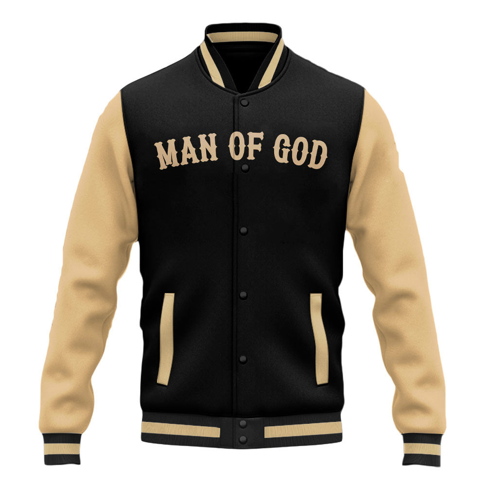 "Man Of God" Black Gold Baseball Jacket