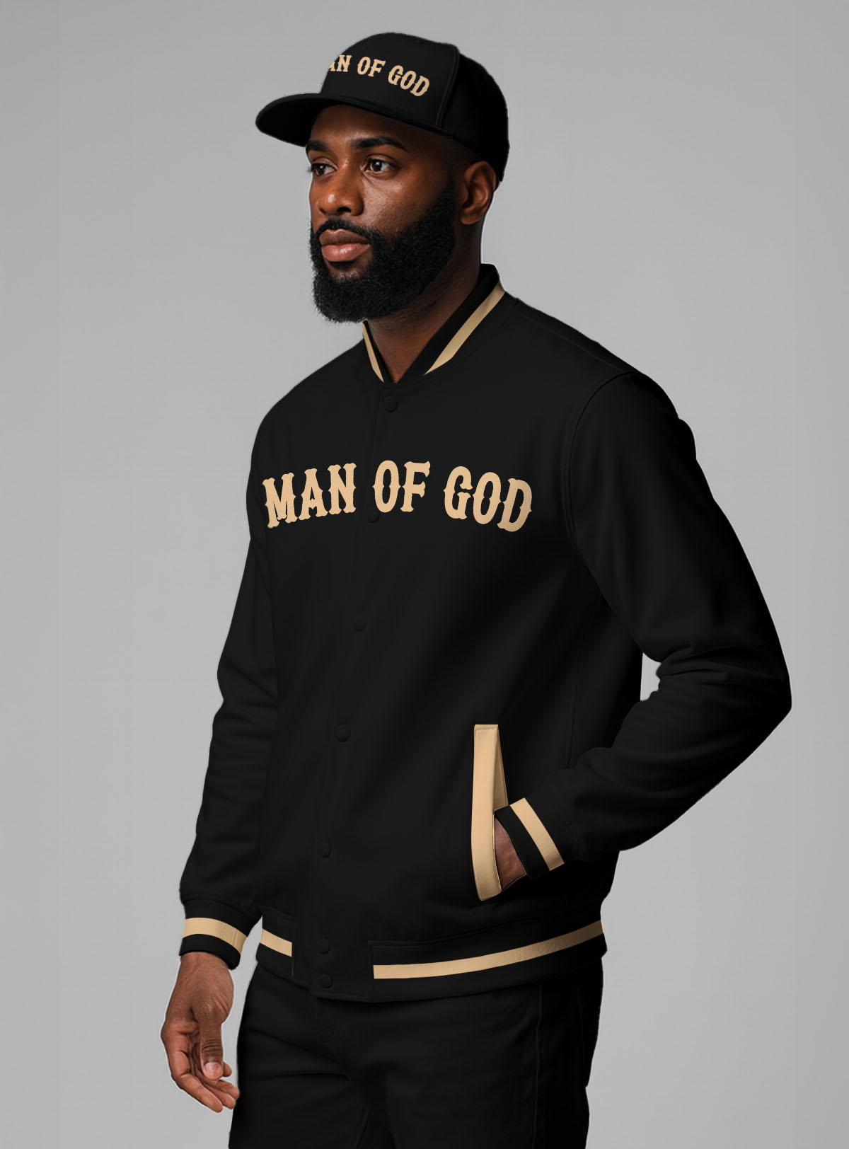 Black Man Of God Baseball Jacket