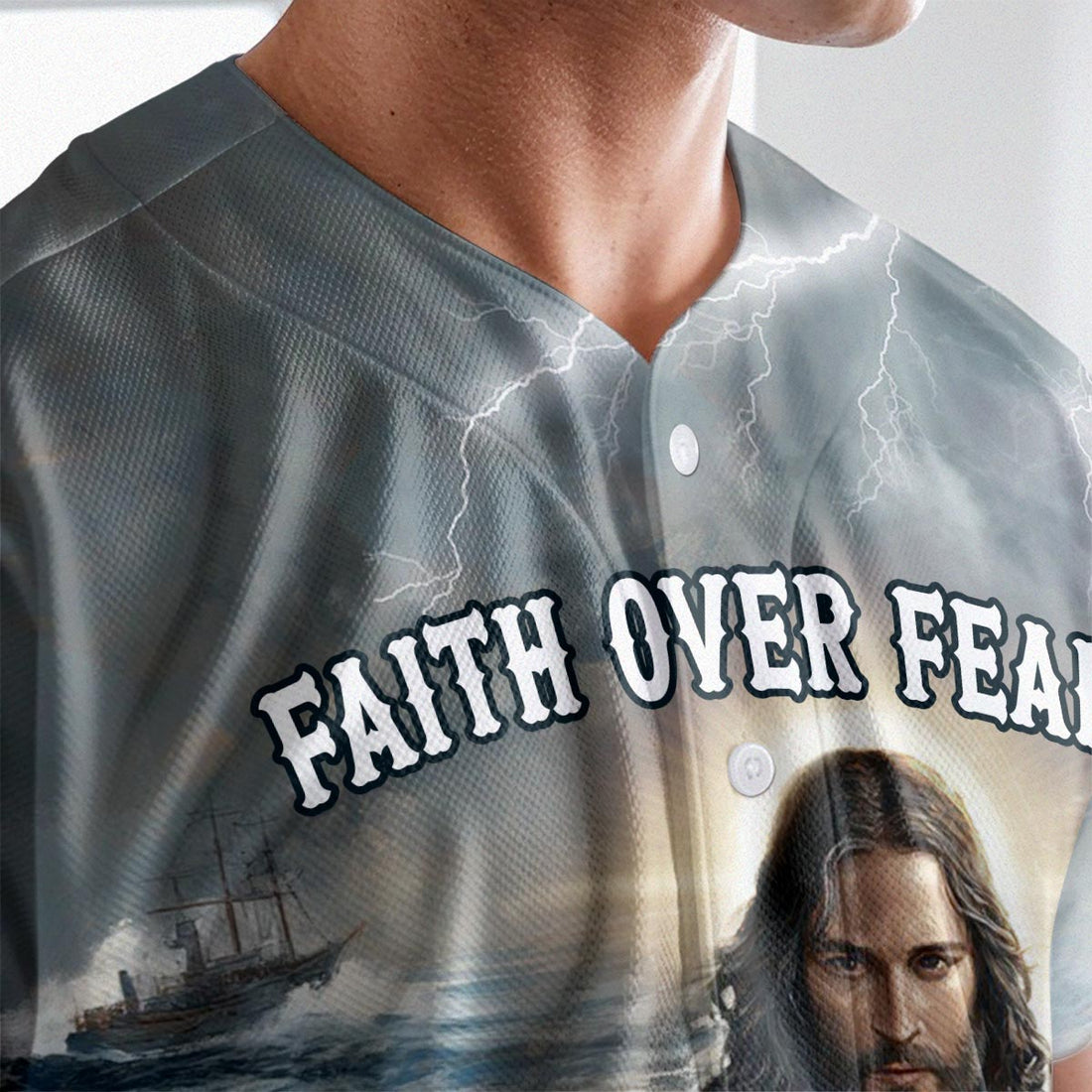 Faith Over Fear Jesus Baseball Jersey
