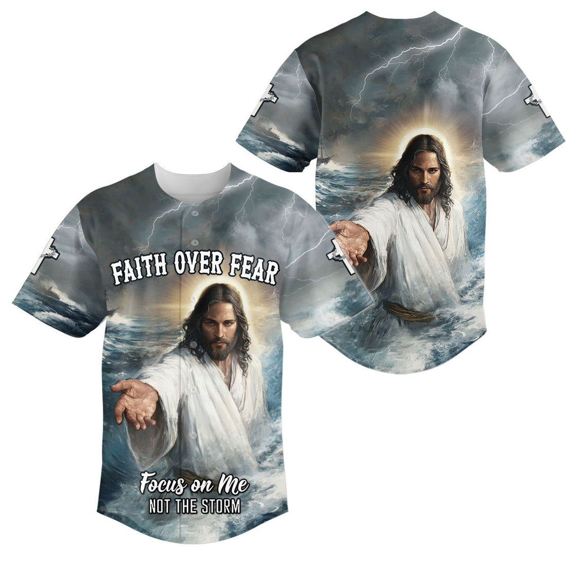Faith Over Fear Jesus Baseball Jersey 2