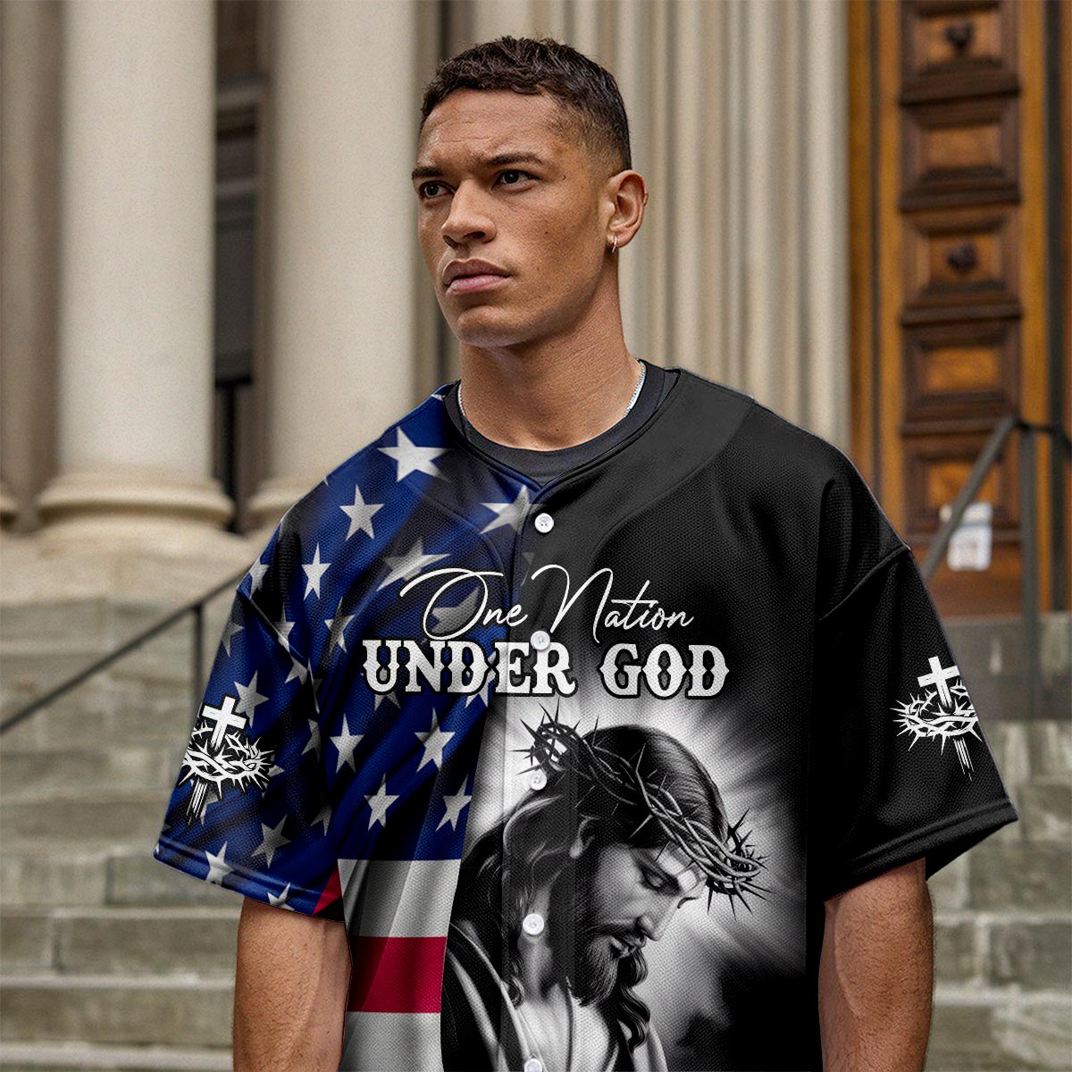 One Nation Under God Flag Baseball Jersey Deal