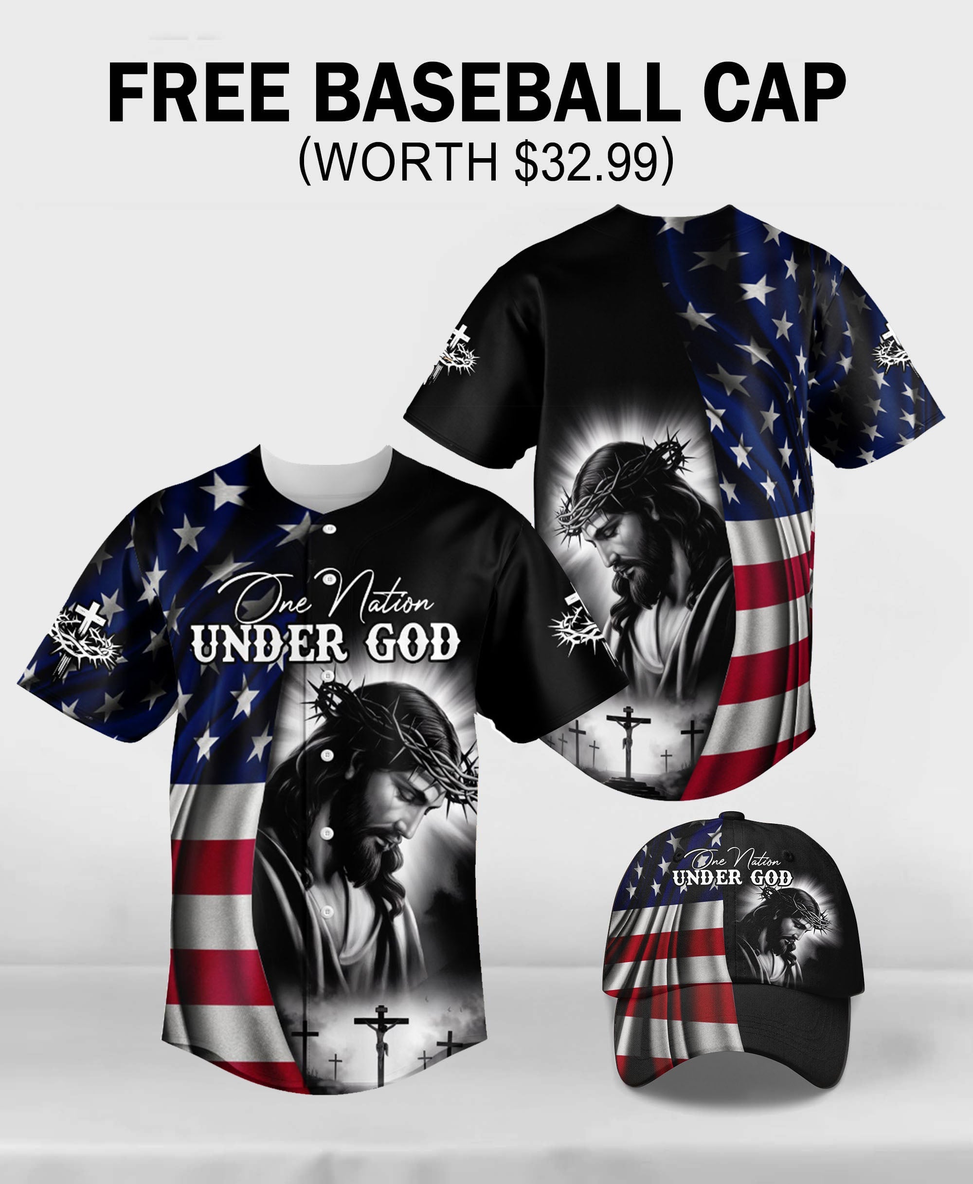 One Nation Under God Flag Baseball Jersey Deal