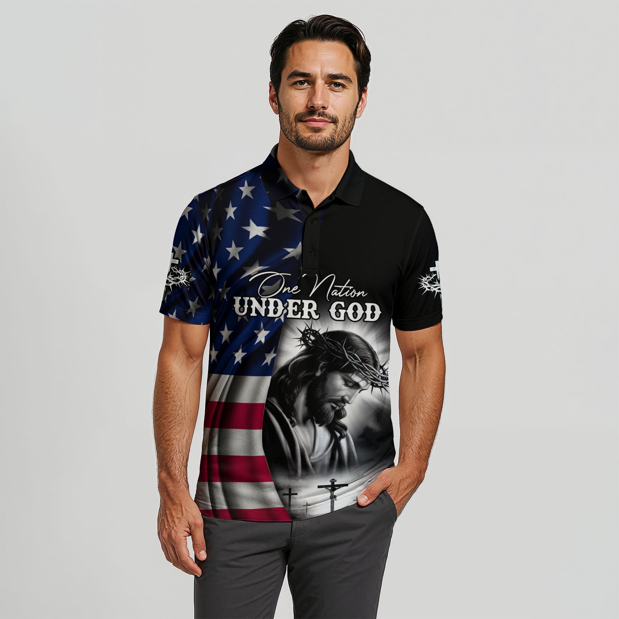 One Nation Under God Flag Polo