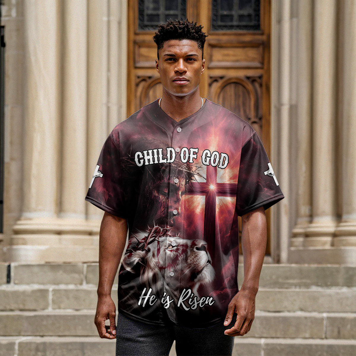 Child of God Red Cross Baseball Jersey
