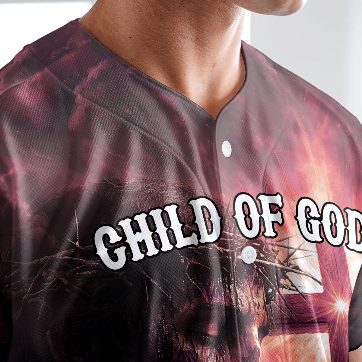 Child of God Red Cross Baseball Jersey
