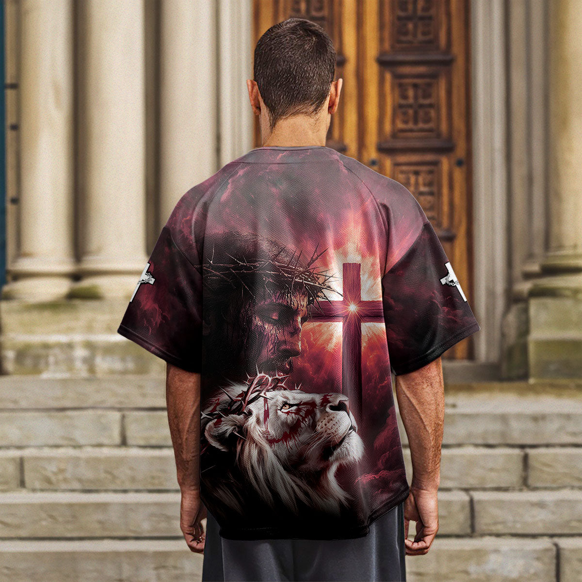 Child of God Red Cross Baseball Jersey 2
