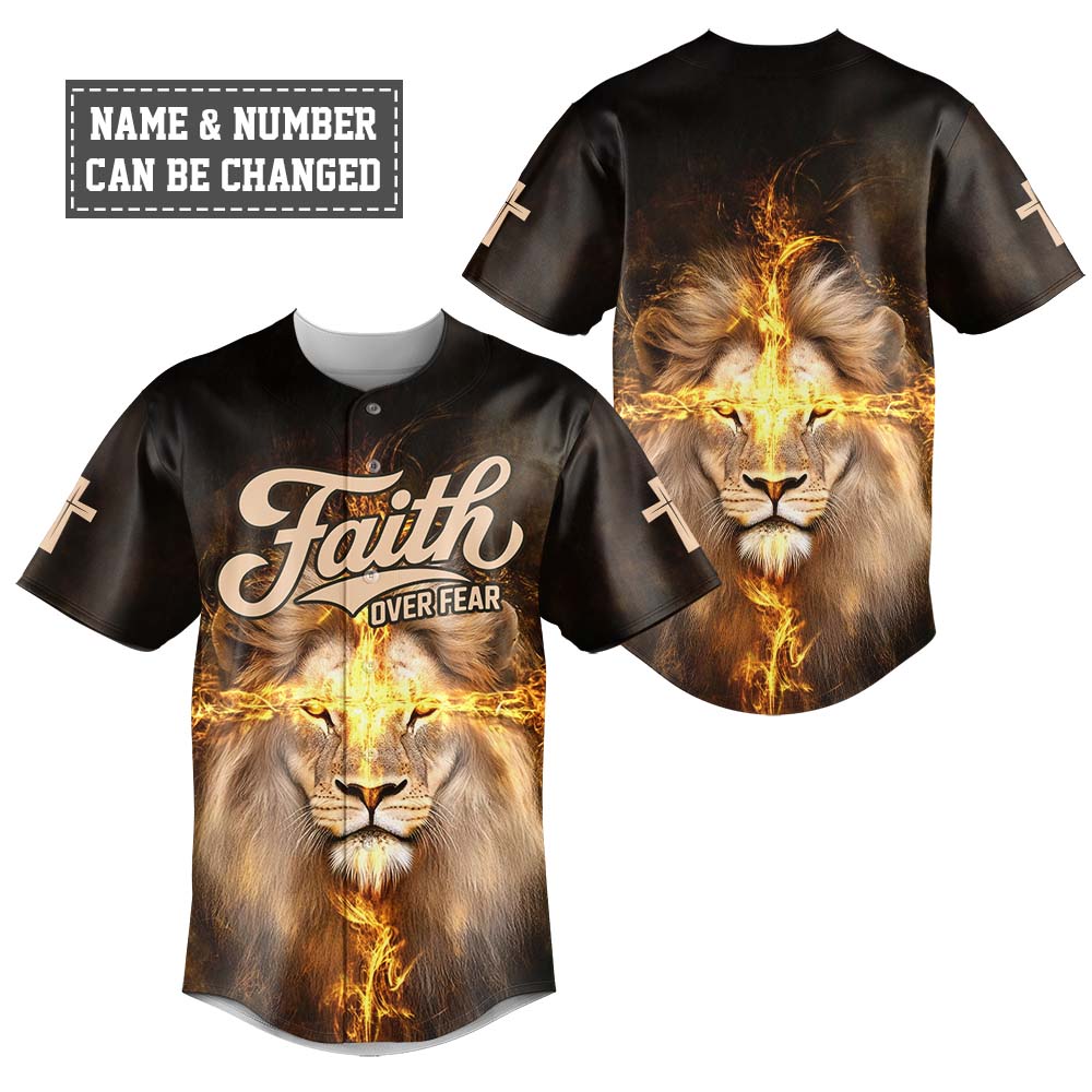 Faith over Fear Lion of Judah Baseball Jersey