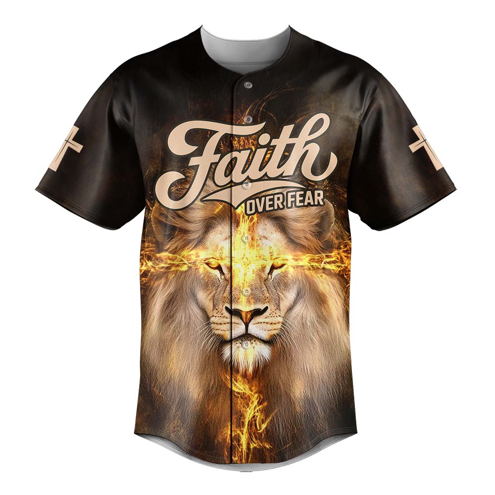 Faith over Fear Lion of Judah Baseball Jersey 2
