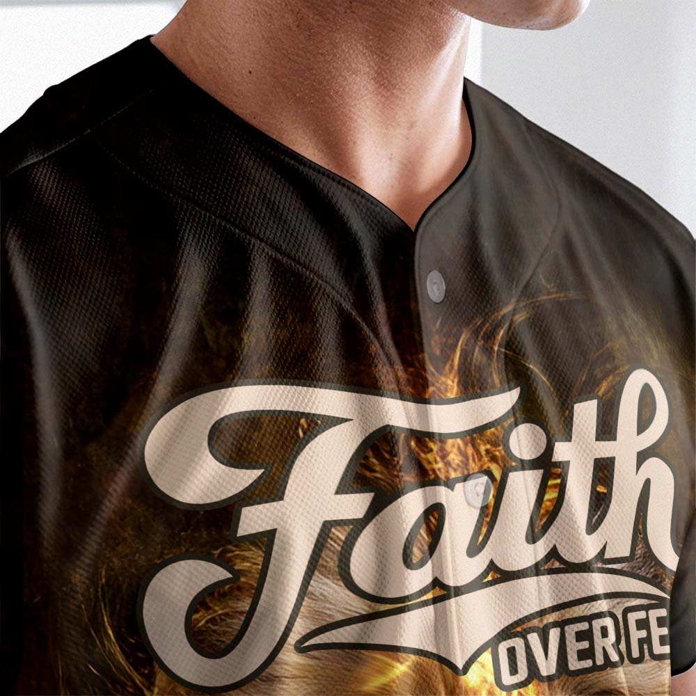 Faith over Fear Lion of Judah Baseball Jersey