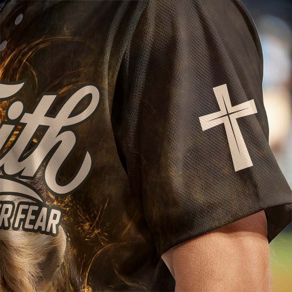 Faith over Fear Lion of Judah Baseball Jersey 2