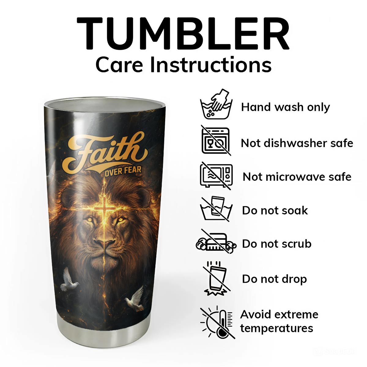 Faith Over Fear Divine Strength Tumbler