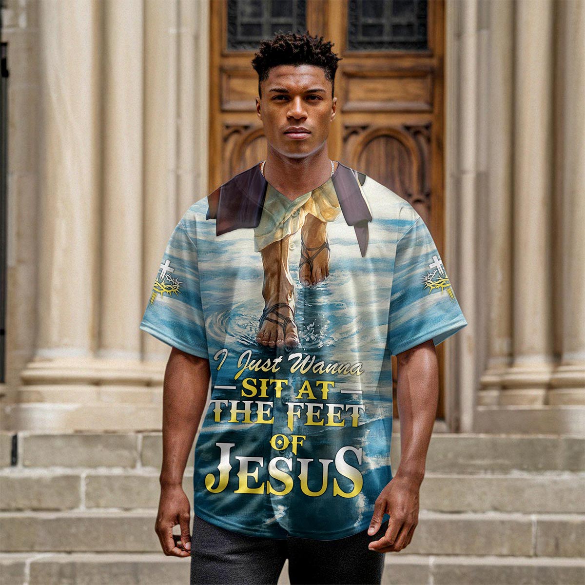 I Just Wanna Sit At The Feet Of Jesus Baseball Jersey