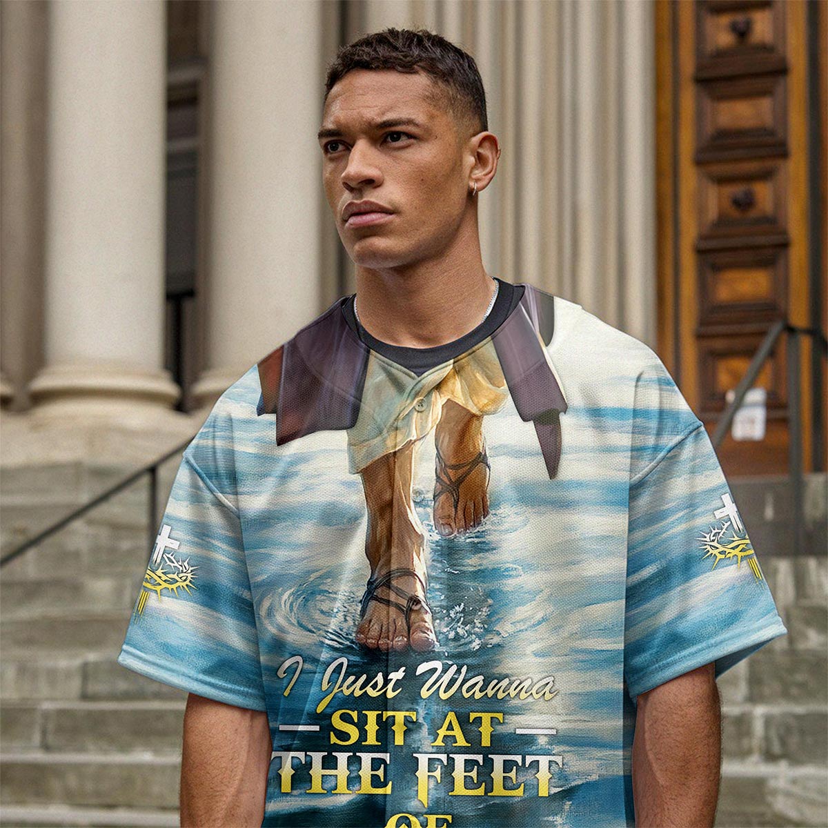 I Just Wanna Sit At The Feet Of Jesus Baseball Jersey