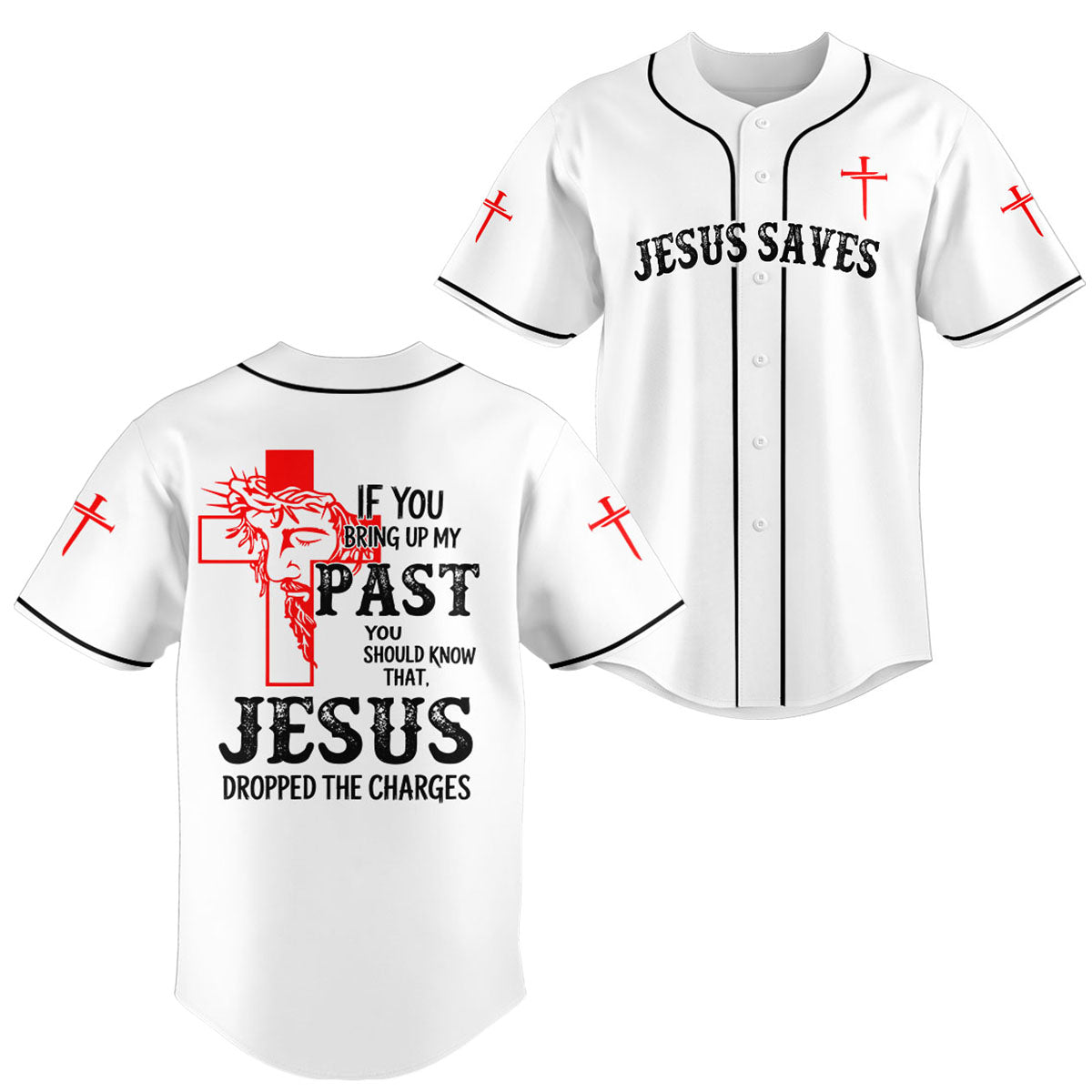 "Jesus Dropped The Charges" Baseball Jersey White